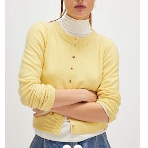 NWOT Free People Nocturnal Solid Cardi Sweater Yellow | Size M